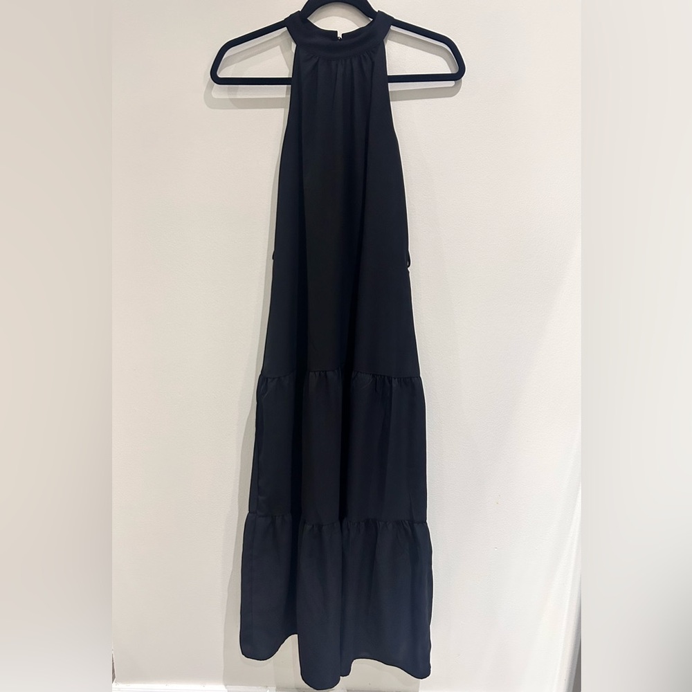 Pretty Garden Black Halter Tiered Maxi Dress-Size S- No Belt